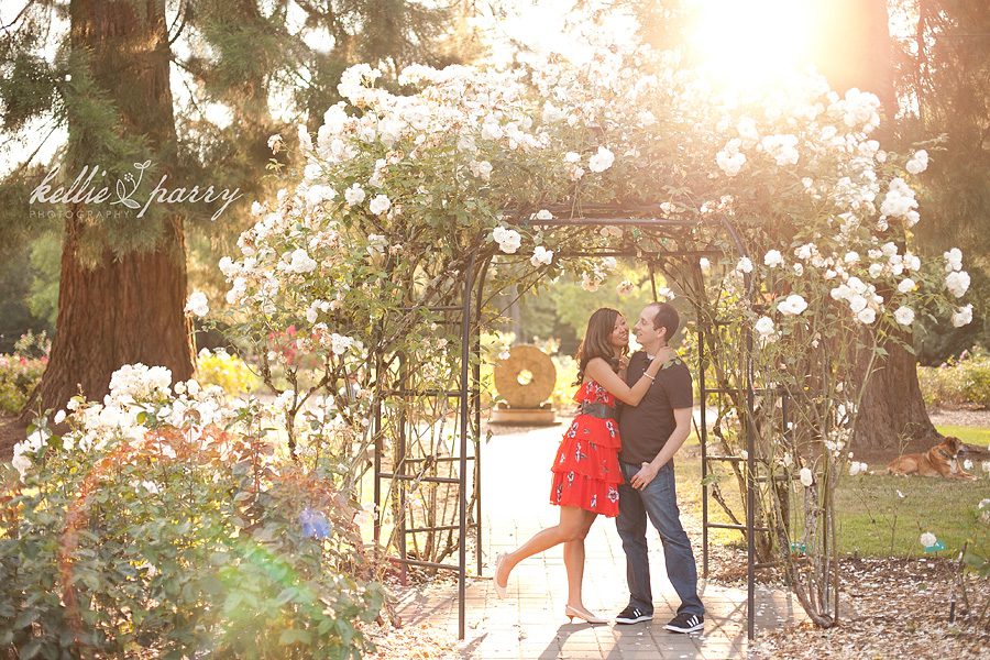 kissing under the rose arbor