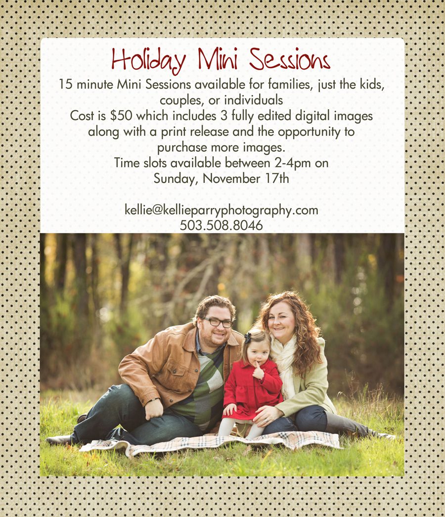 Salem Oregon Holiday Mini Sessions