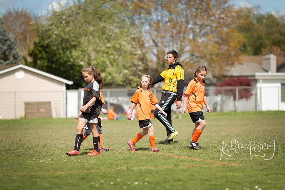 girls playing soccer