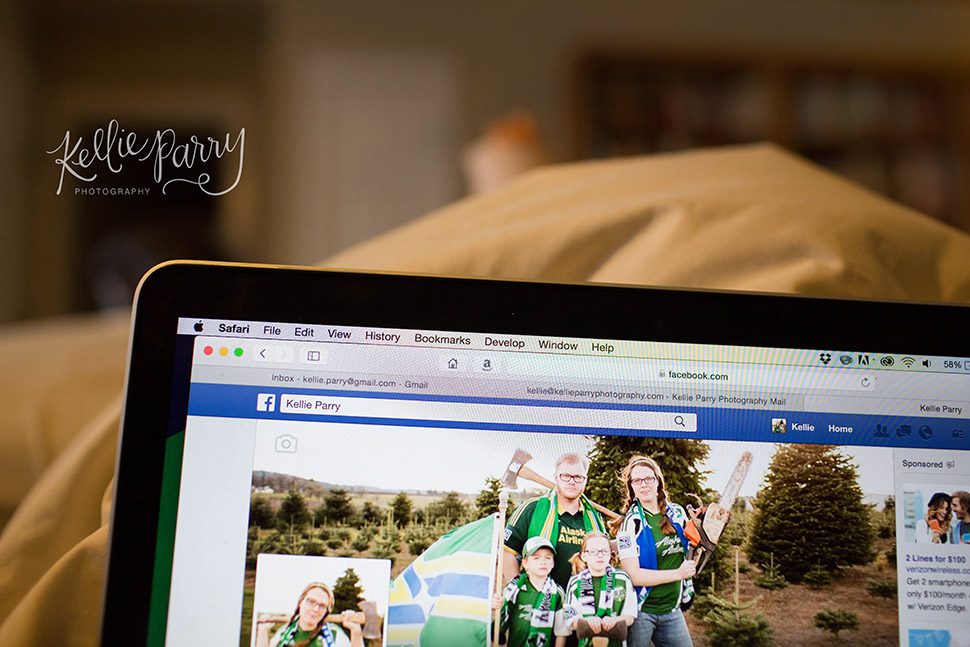 Facebook on a laptop