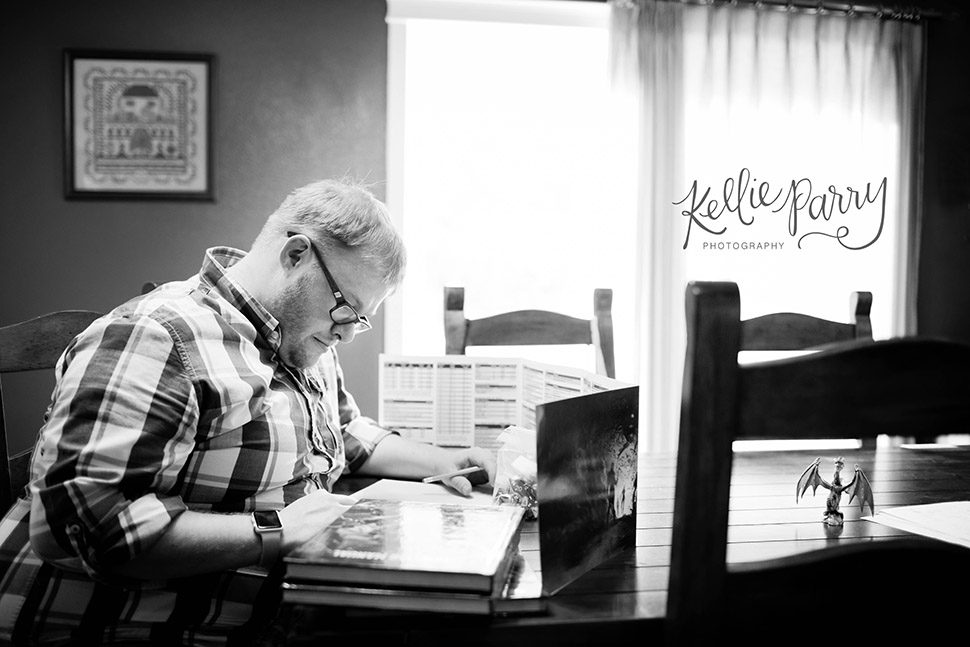 man at kitchen table