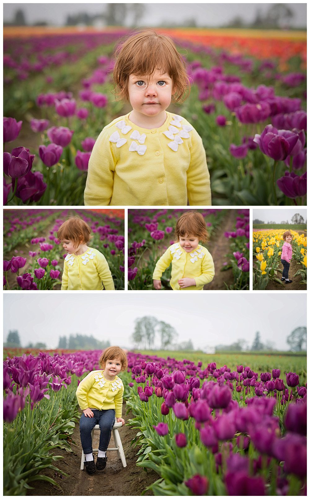two year old girl tulips