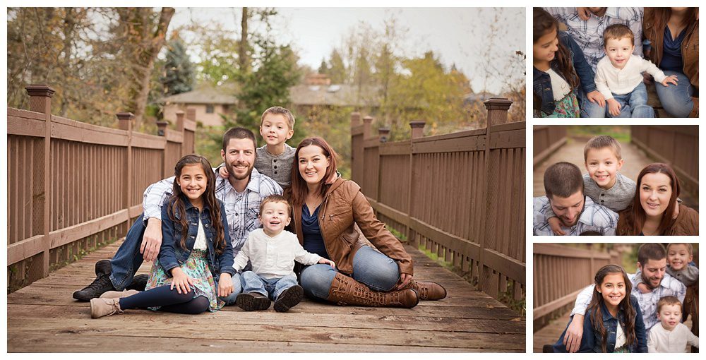 family on bridge