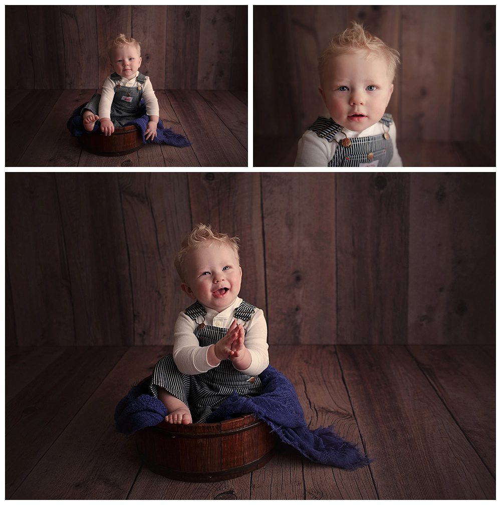 one year old baby boy in portrait studio