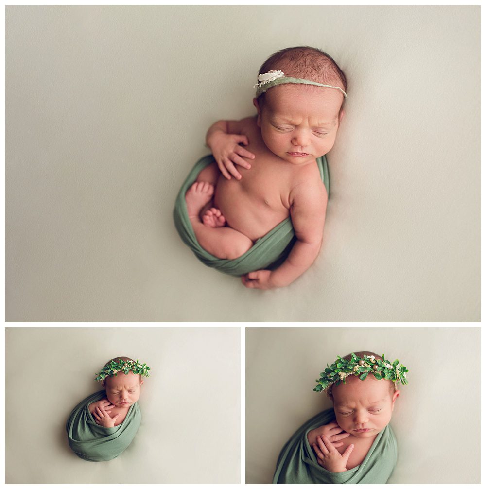 green baby girl studio