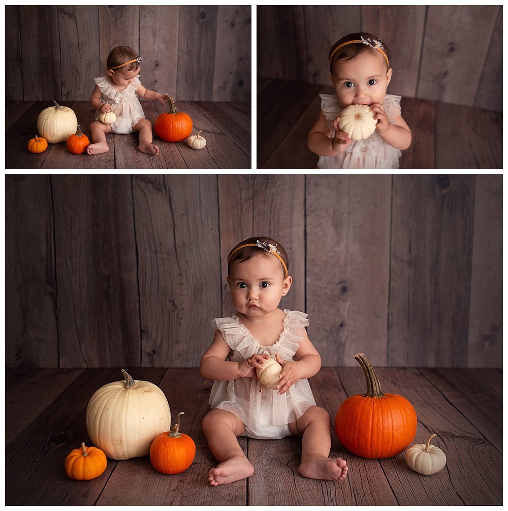 pumpkin baby girl in studio