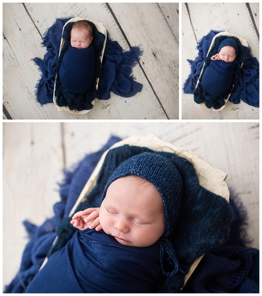 navy and white newborn session