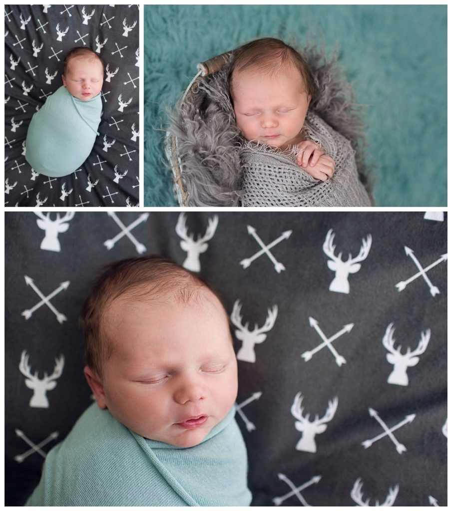 aqua and gray newborn baby