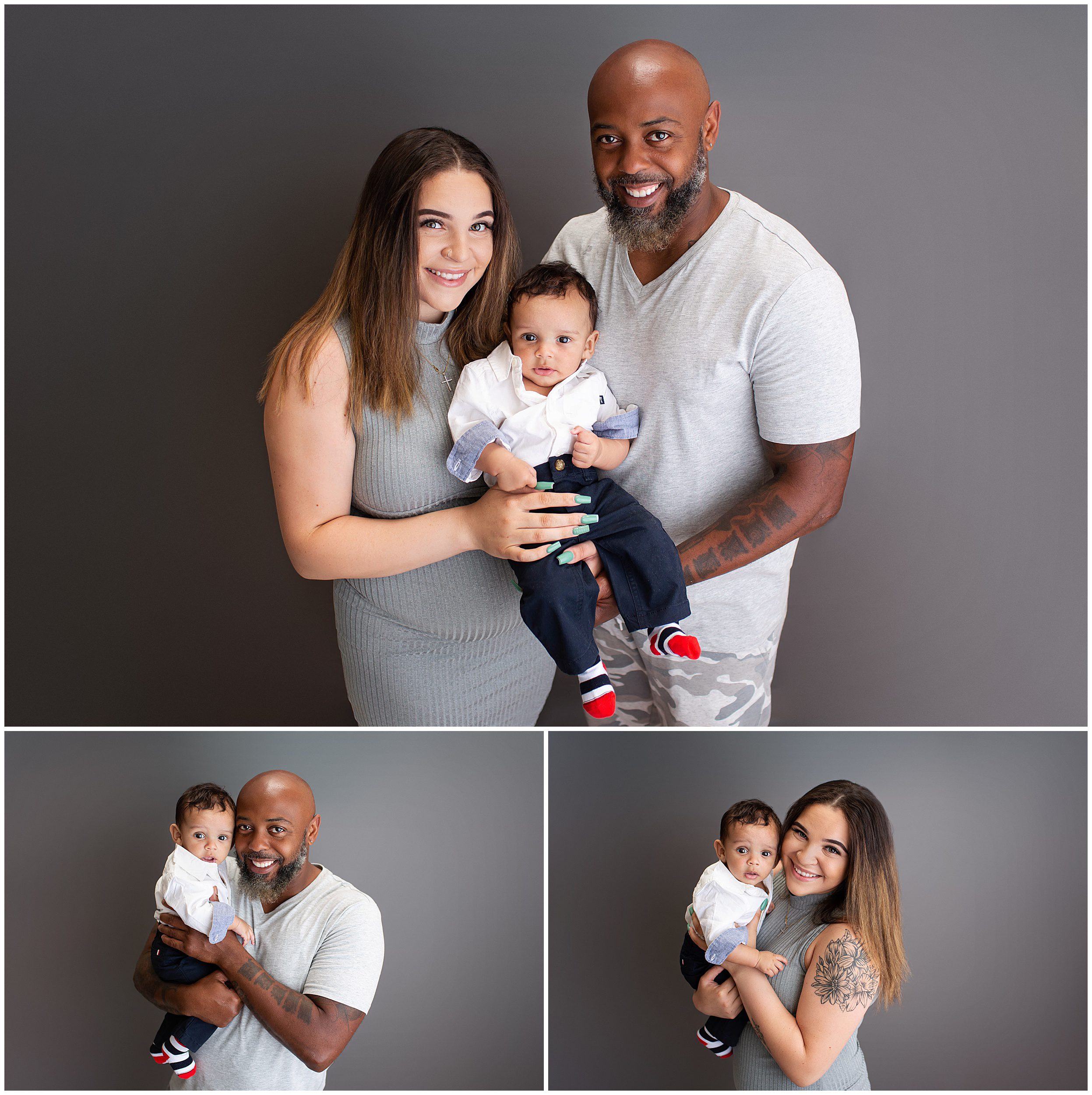 family photos with gray background