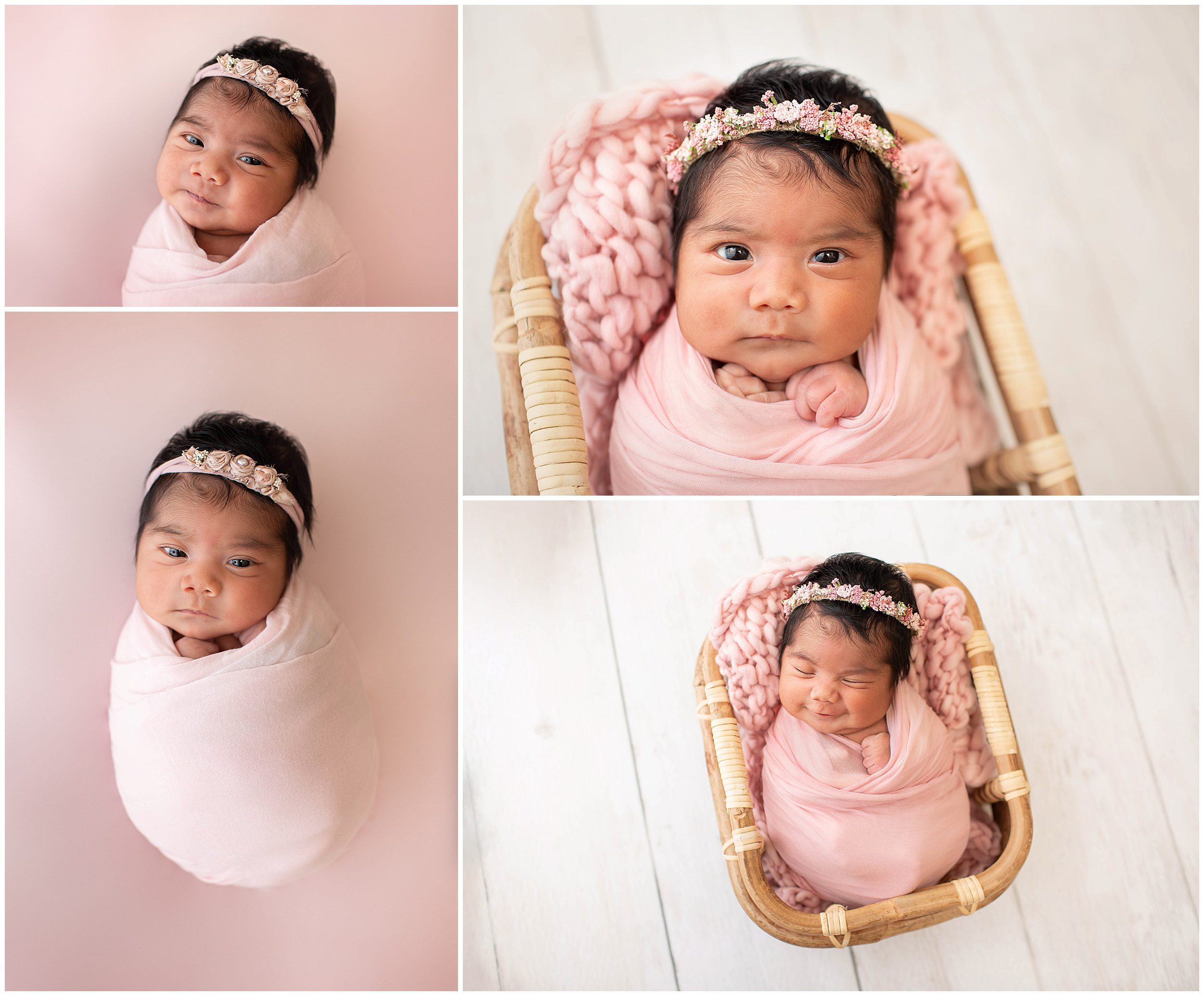 newborn baby girl in pink