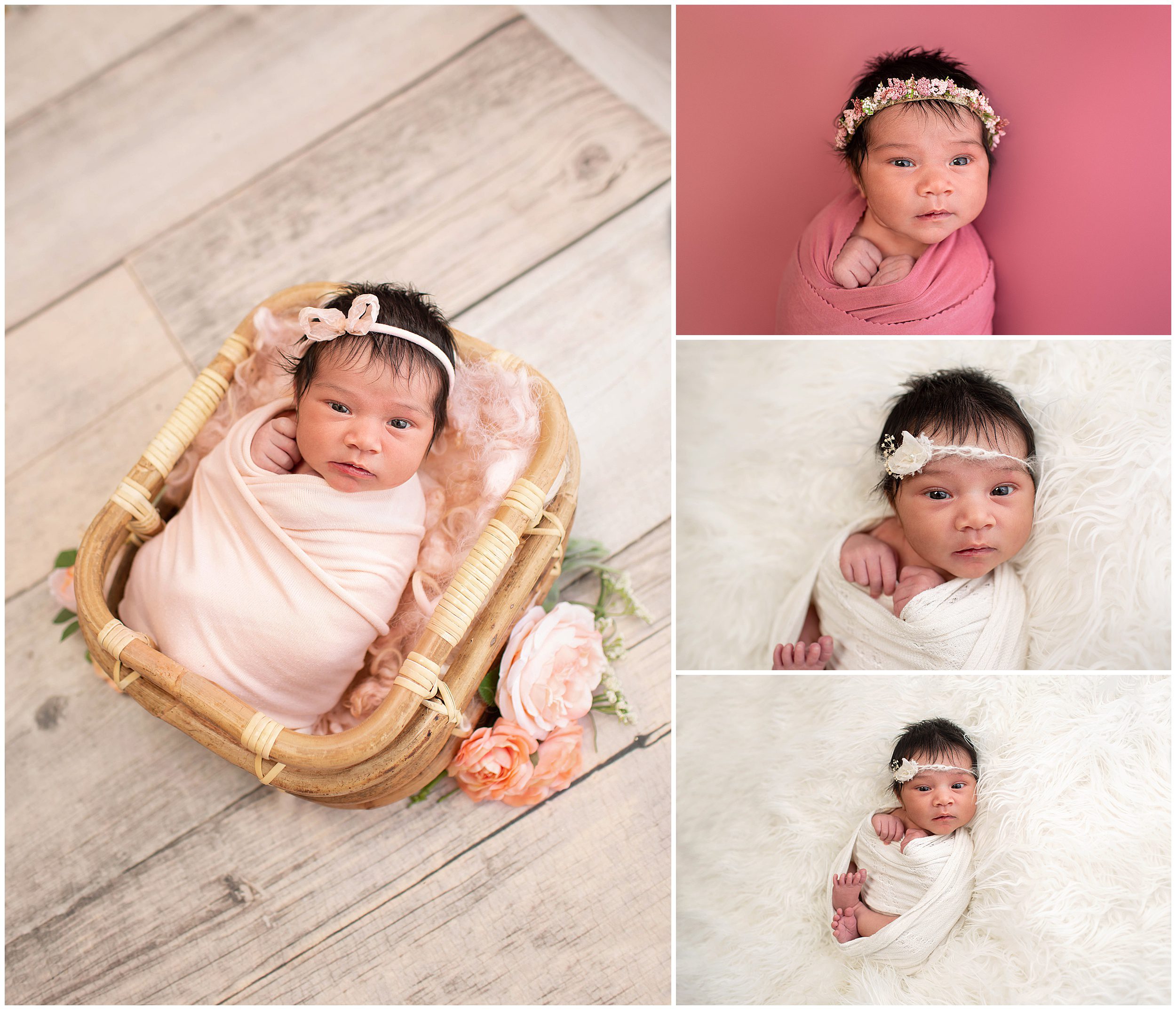 newborn baby girl in pink