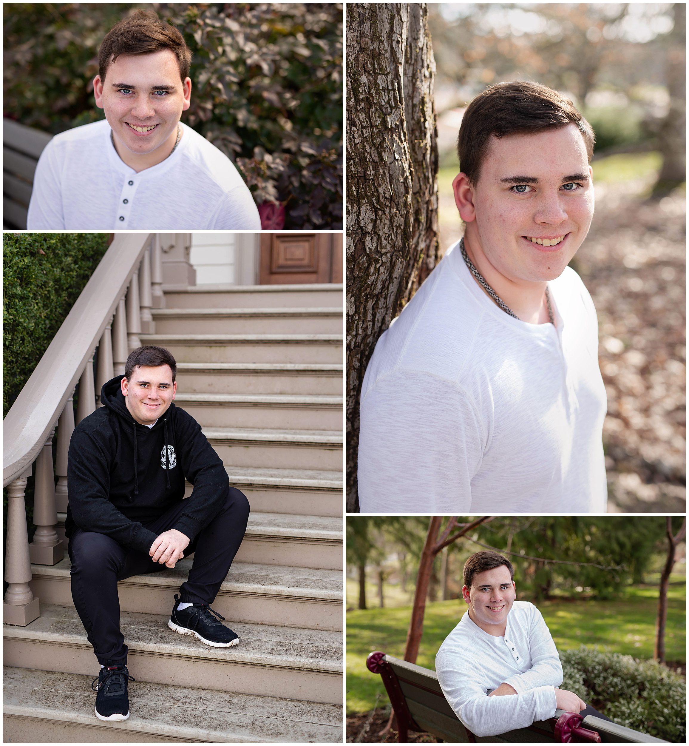 Senior portraits of a boy in a park