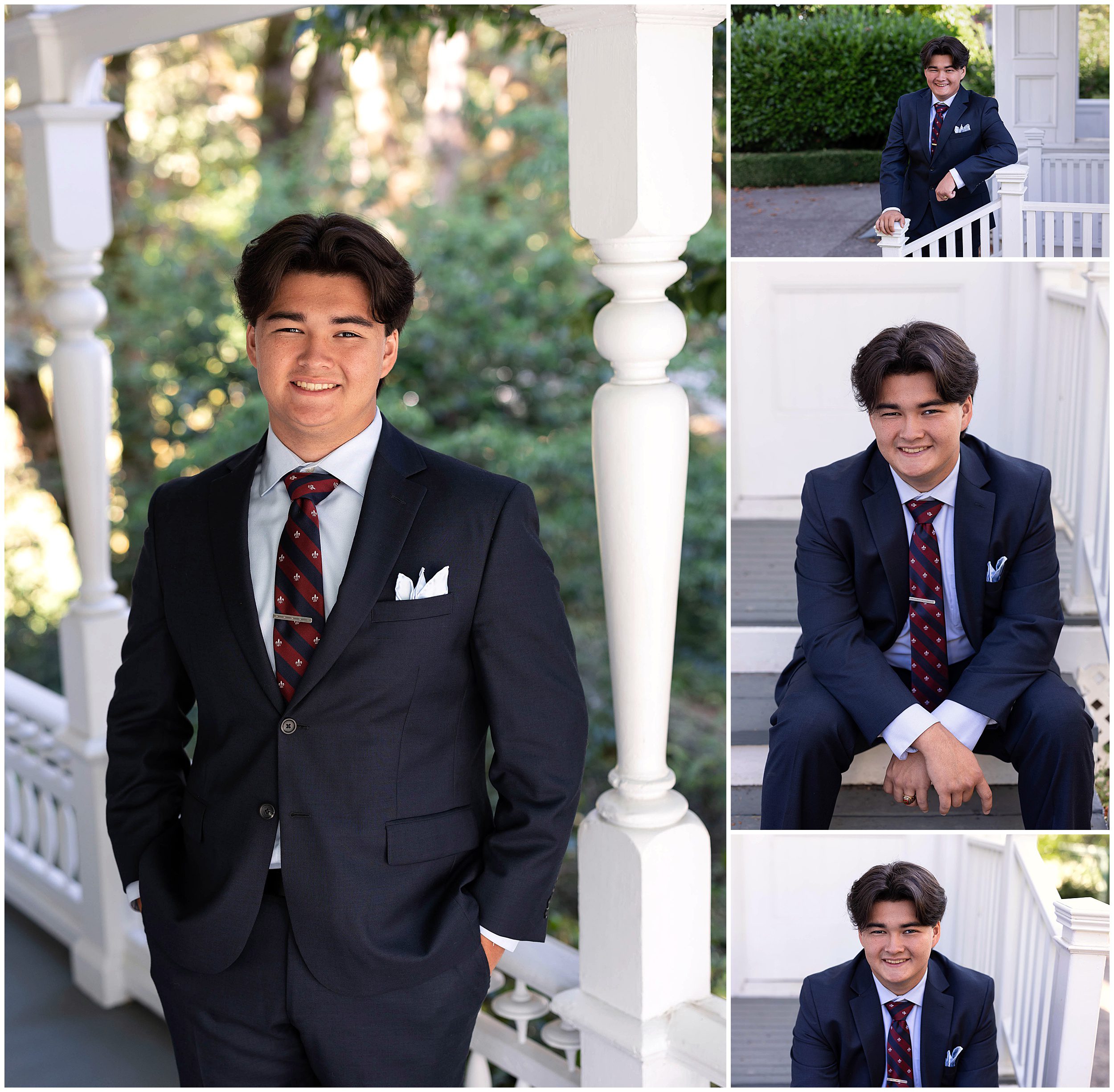 senior photos with boy in suit