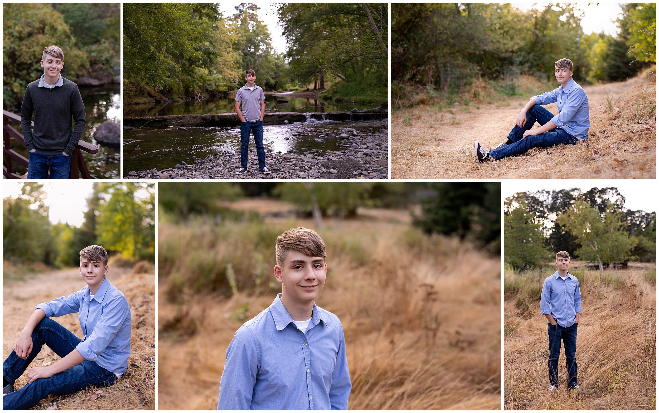 senior boy photo session in a park