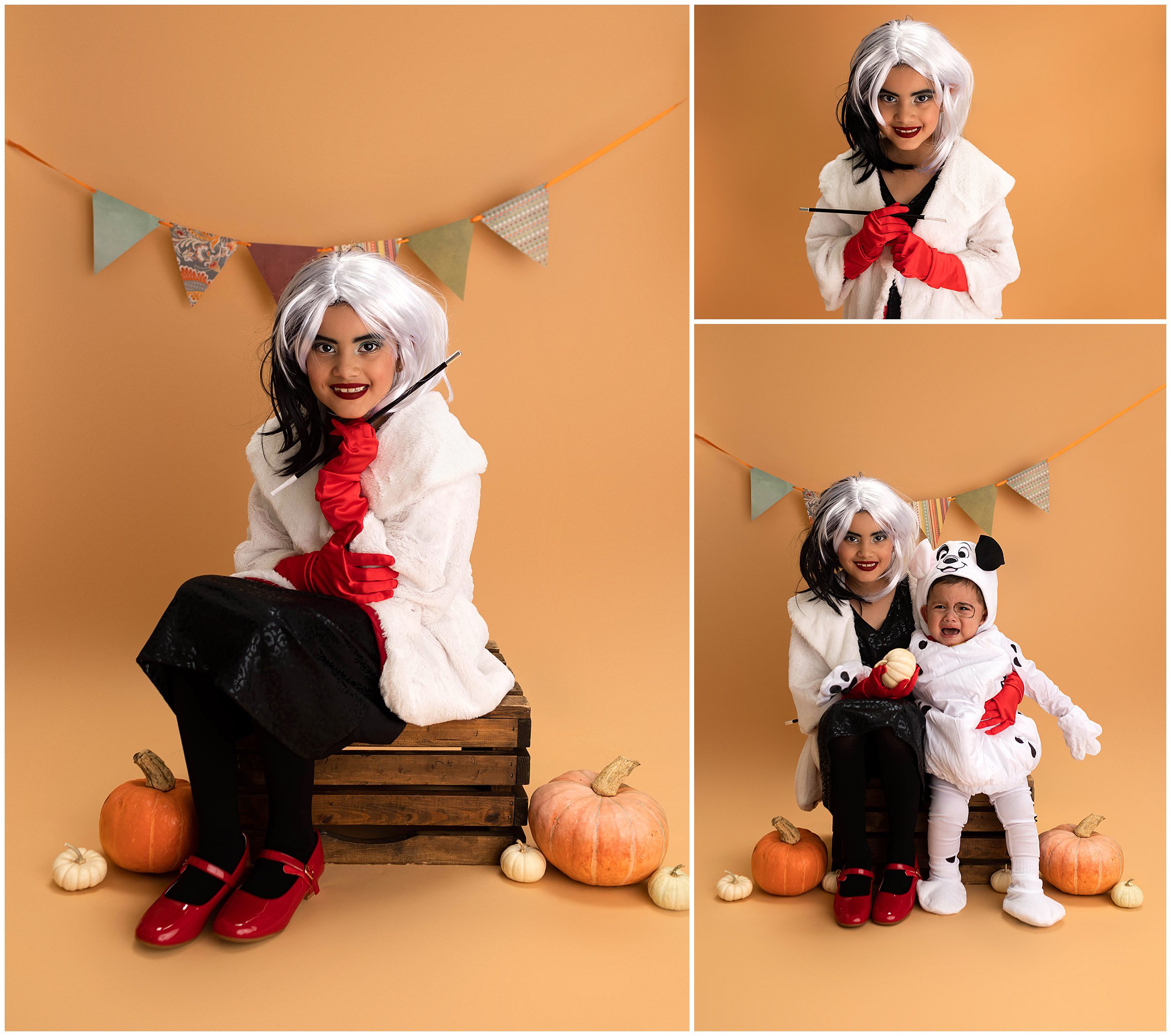 Cruella DeVille Halloween costume photo session