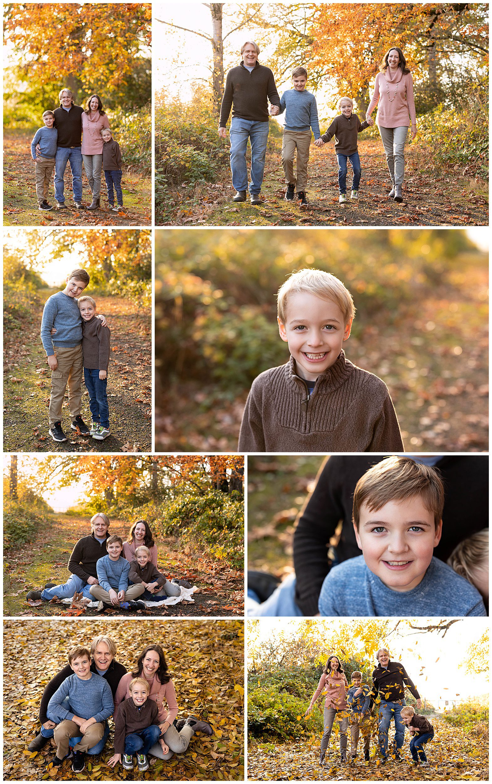 fall family mini session with leaves