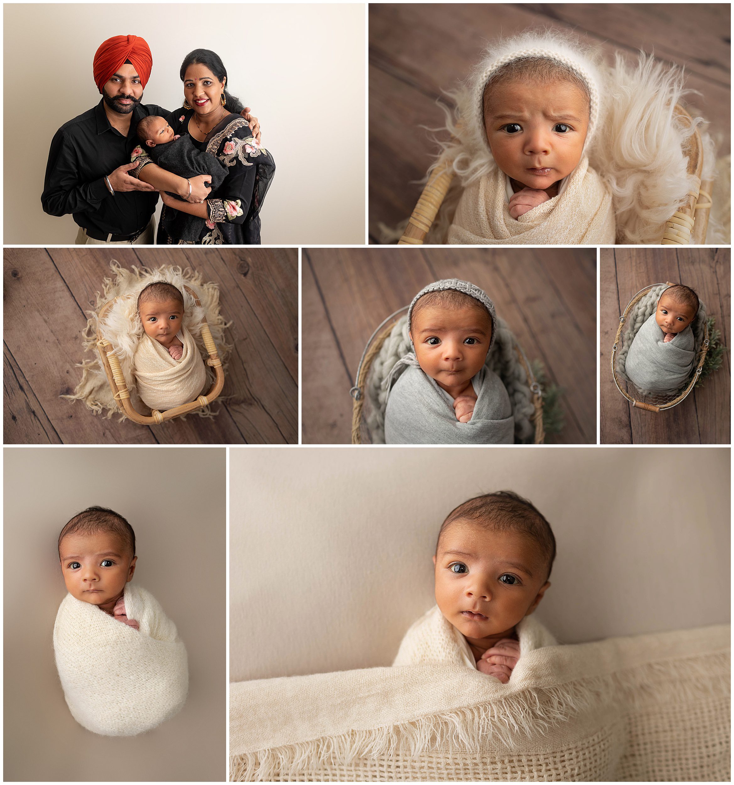 newborn baby boy photos in props and with parents