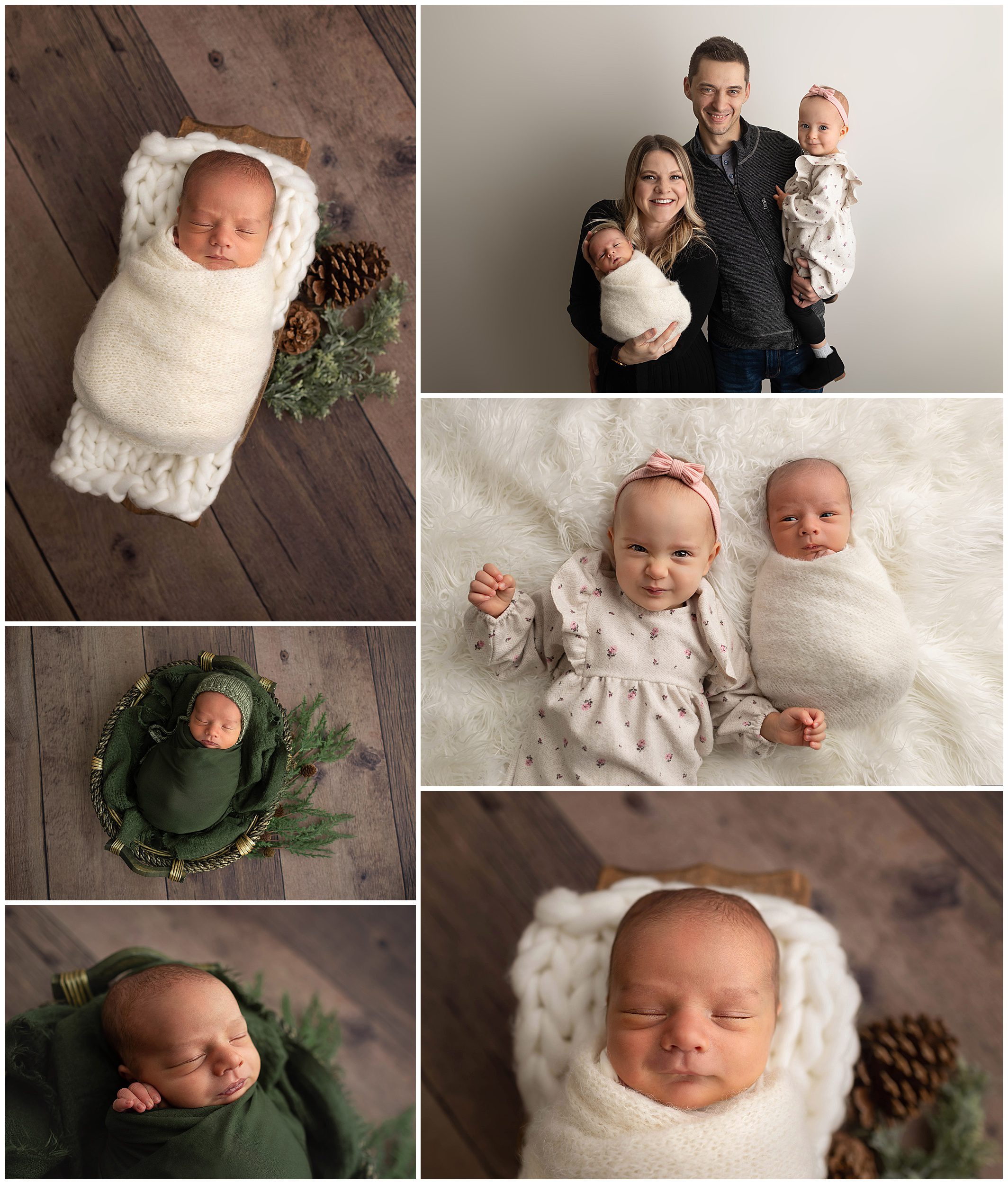 newborn baby boy photos in props and with family