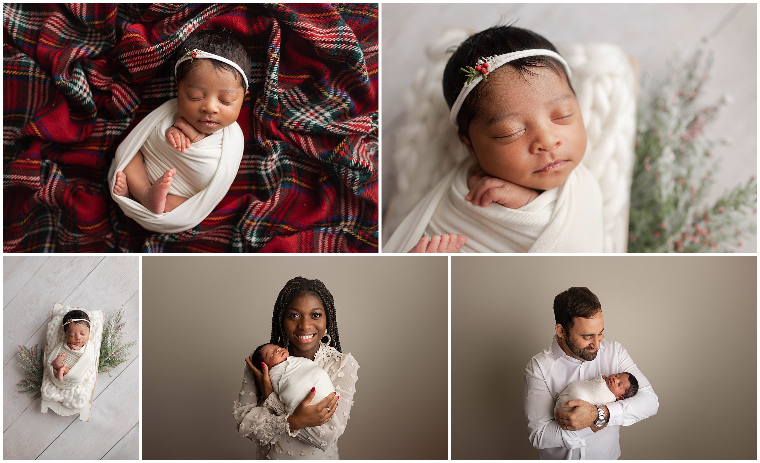 winter newborn baby girl posed photos with parents