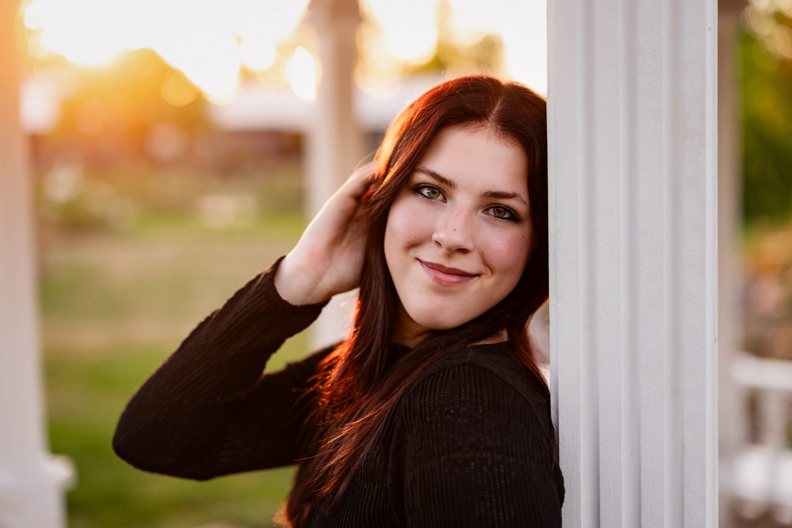 Senior Portrait of a girl outside in a park at sunset in Salem, Oregon